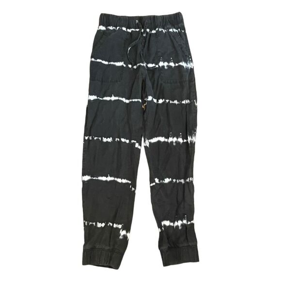 Japna Tie Dye Jogger Pants Black White Knit Pull-On Drawstring Sweatpants S - Picture 1 of 4